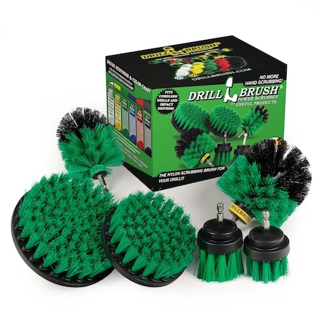 Drill Brush Power Scrubber By Useful Products 5 in W 7 in L Brush, Green G-542OMS-2L-QC-DB